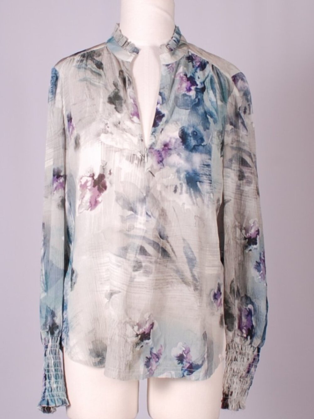 EUC GoSilk Go Soft Spoken Floral Silk Blouse, Sz - M